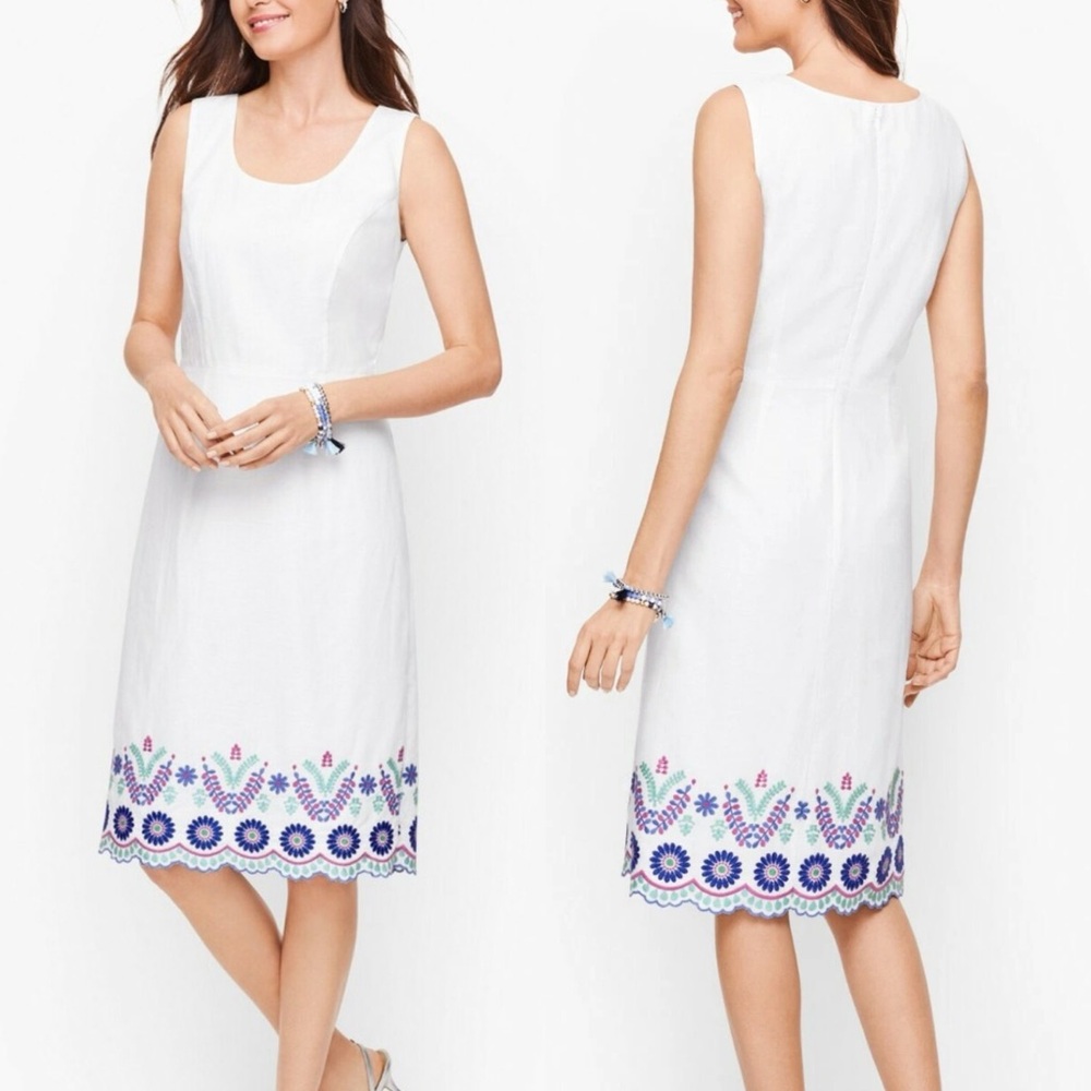 Talbots Floral Embroidered Linen Shift Dress NWT 18W